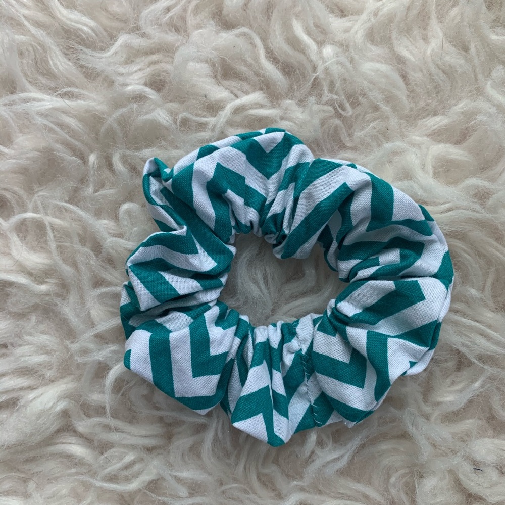 Blue Chevron Scrunchie